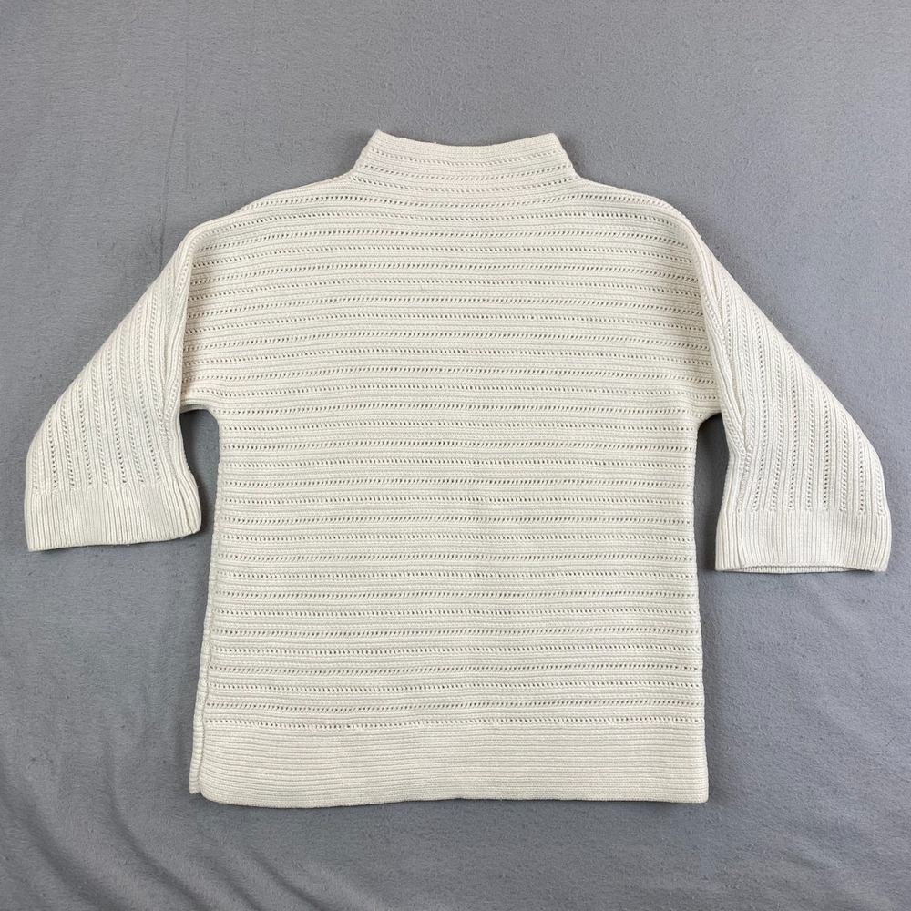 Massimo Dutti Womens‎ Sweater XS beige eye Crochet 3/4 Sleeve mock neck